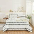 thumbnail image 3 of Move Over White Bedding Sets Queen Black Triple Layer Tassel Duvet Cover Set Solid White Pattern Washed Microfiber No Filling, 3 of 7