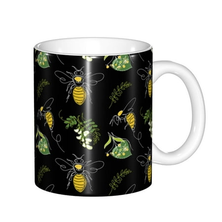 

Zeuib Bee Floral Ceramic Coffee Mug with Large Handle，Modern Reactive Glaze Dishwasher & Microwave Safe – Perfect for Home Office Café Gift-Ready