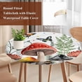 thumbnail image 4 of Mushroom Round Tablecloth, Fitted Table Cover with Elastic for 45"-54" Round Tables, Butterfly Botanical Star Country Plant White Table Cloth Outdoor Indoor Dinning Party Waterproof Tablecloths, 4 of 7