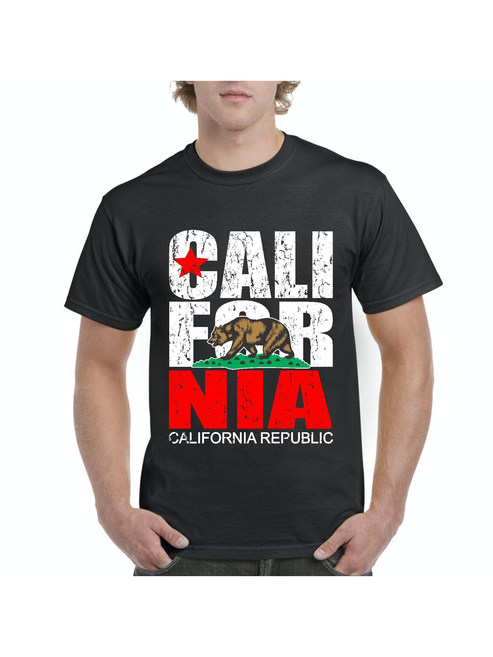 NEW Men T-Shirt Gold Plated CA California Cali Republic Bear Shirt Sizes L-5XL