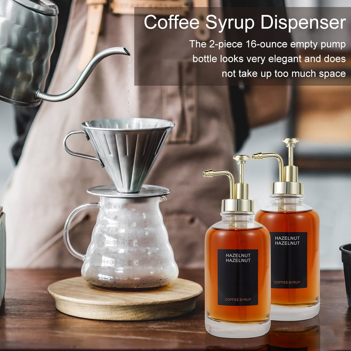 EHUNYELF Condiment Press Bottles, Coffee Syrup Pump Dispenser- No Drip,  Glass Pump Dispenser 17 OZ, …See more EHUNYELF Condiment Press Bottles,  Coffee