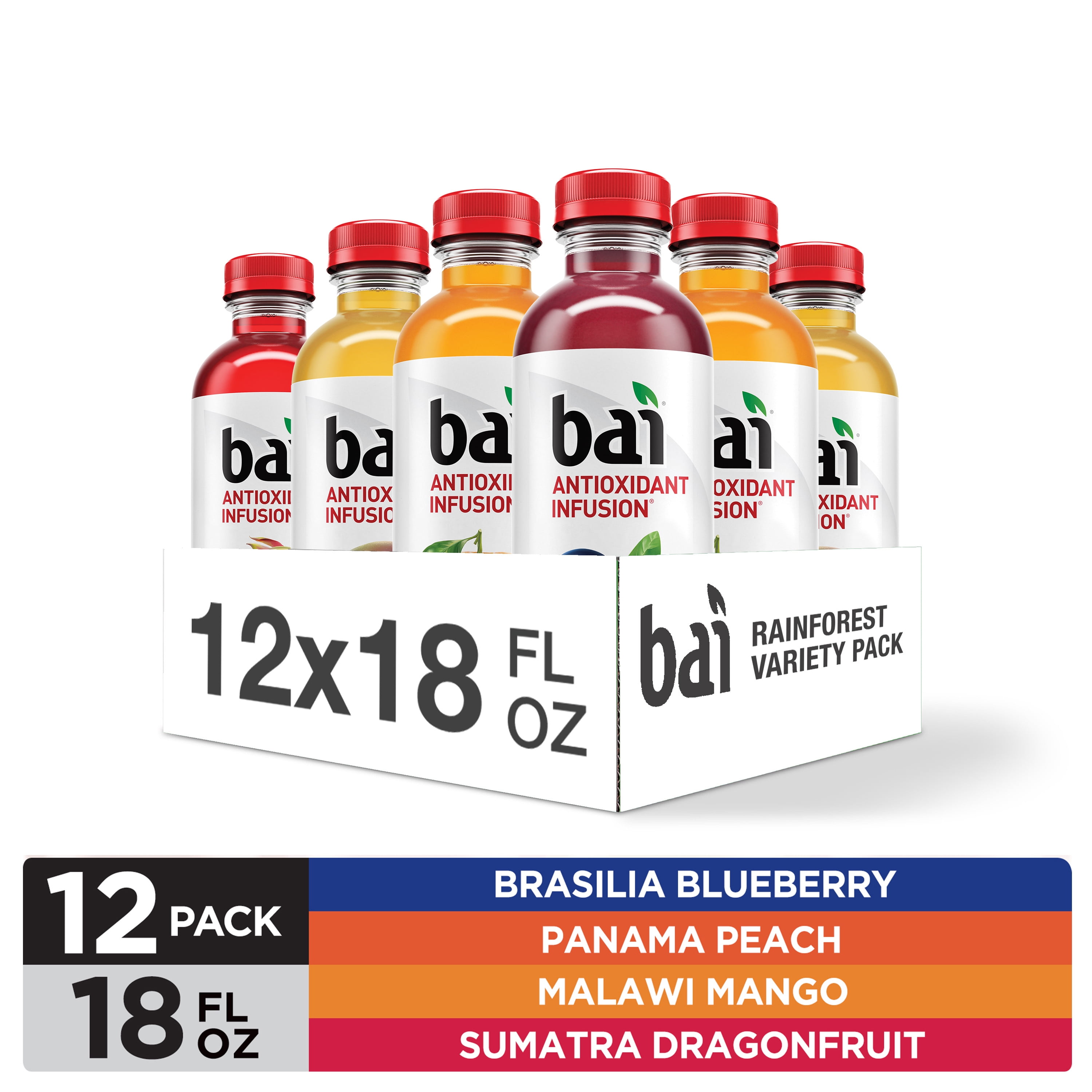Bai Flavored Water, Rainforest Variety Pack, Antioxidant Infused Drinks