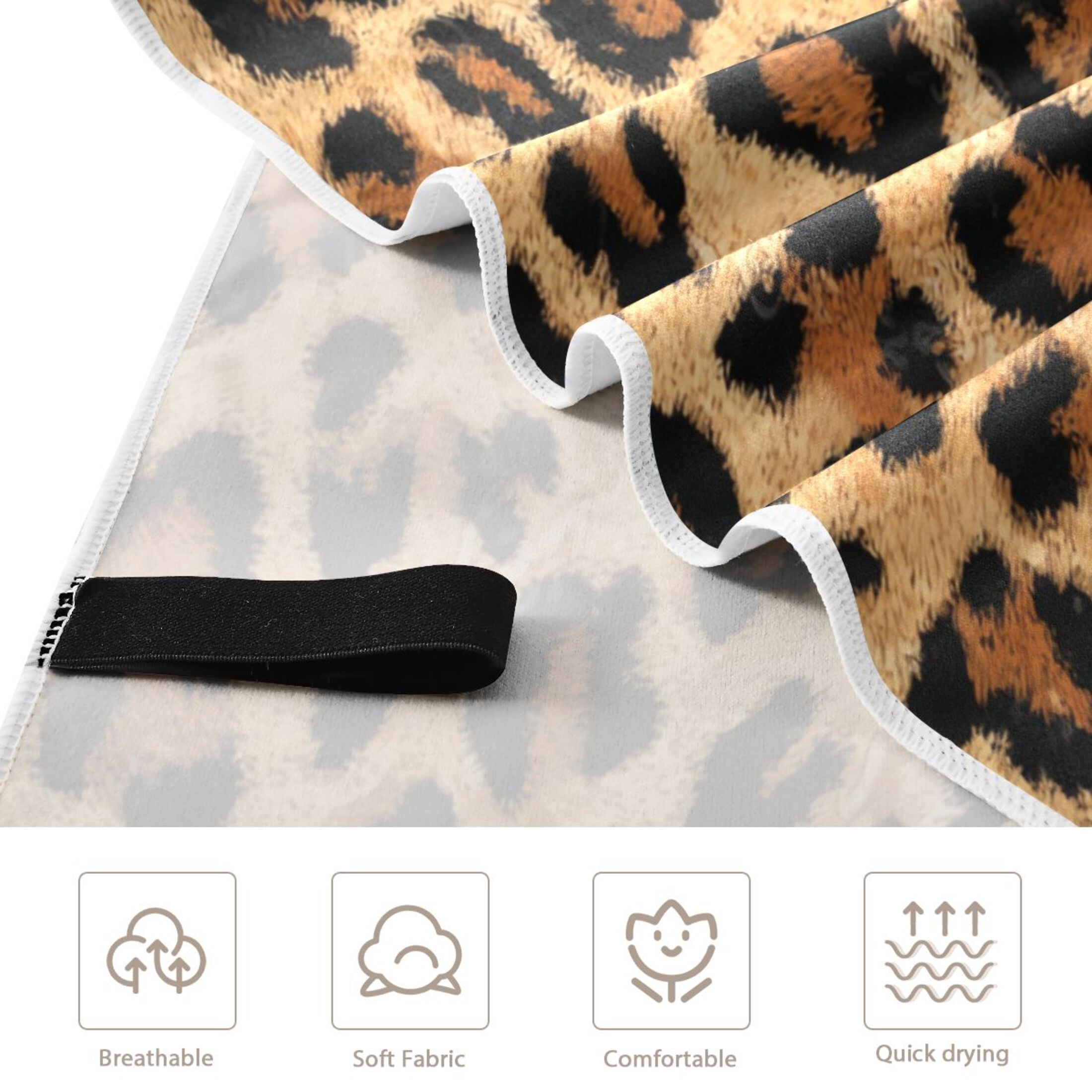 Quick-Dry Beach Towel 71x31in with Storage Bag, Sand Free Microfiber Towel for Travel, Swimming, Camping Wild Amber Cheetah