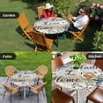 thumbnail image 4 of Vintage Country Round Tablecloth for 36-44 Inch Tables,Fitted Table Cover with Elastic Edge,Blue Rustic Texas Star Vines Wooden Grain Waterproof Outdoor Table Cloth Protector for Patio Garden Dinner, 4 of 9