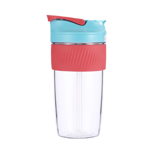 Botella de agua de 600 ml con pajita Botella de café a prueba de fugas con aislamiento de silicona F Abanopi Azul/600 ml