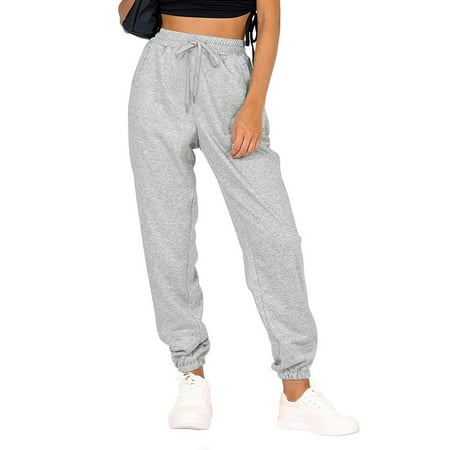 

GirarYou Women’s Fashion Solid Color High Waist Beam Feet Long Sweatpants