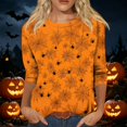 thumbnail image 2 of Womens Halloween Holiday Outfit Shirt,Halloween Scary Pumpkin Ghost Print Shirts Halloween Casual 3/4 Sleeve Crew Neck Tops For Women, 2 of 5