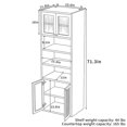 thumbnail image 4 of S-HOME 71” Tall Kitchen Pantry Cabinet Anti-Tip Organizer with Open Shelves and Rattan Doors Extra Deep 15.8 Inch for Storage Solutions, Brown, 4 of 10