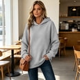 thumbnail image 2 of 2026 Autumn Casual Hoodies Womens Long Sleeve Solid Pullover With Front Pocket Lightweight Daily Tops Light Gray XL, 2 of 5
