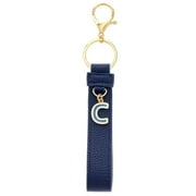 Time and Tru Faux Leather Initial "C" Monogram Keyring Clip, Blue