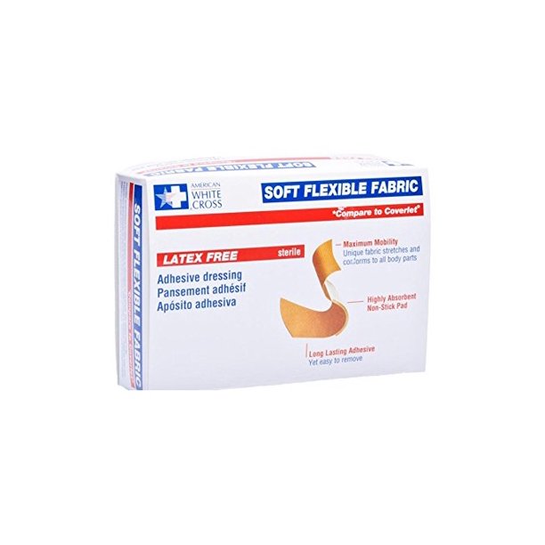 American White Cross Flexible Fabric Soft Adhesive Bandages, 1 X 3", 100/Box
