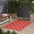 thumbnail image 2 of Noble House Thornhill 3' 3" x 5' Outdoor Trefoil Area Rug in Red and Ivory, 2 of 6
