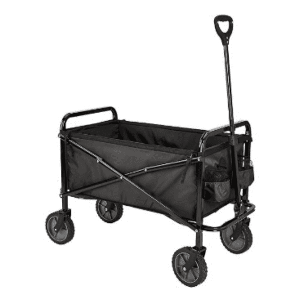 Collapsible Folding Heavy Duty Utility Wagon for Outdoor Sports, 265 pounds Weight Capacity, Camping, Garden, and Shopping, 27.6 x 40.9 x 20 inches, Black