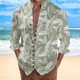 thumbnail image 3 of Camisas Para Hombre Manga Larga Camisa de manga larga con estampado 3D digital y cuello con botones sueltos para ocio en la playa para hombre (Green, 3XL), 3 of 4