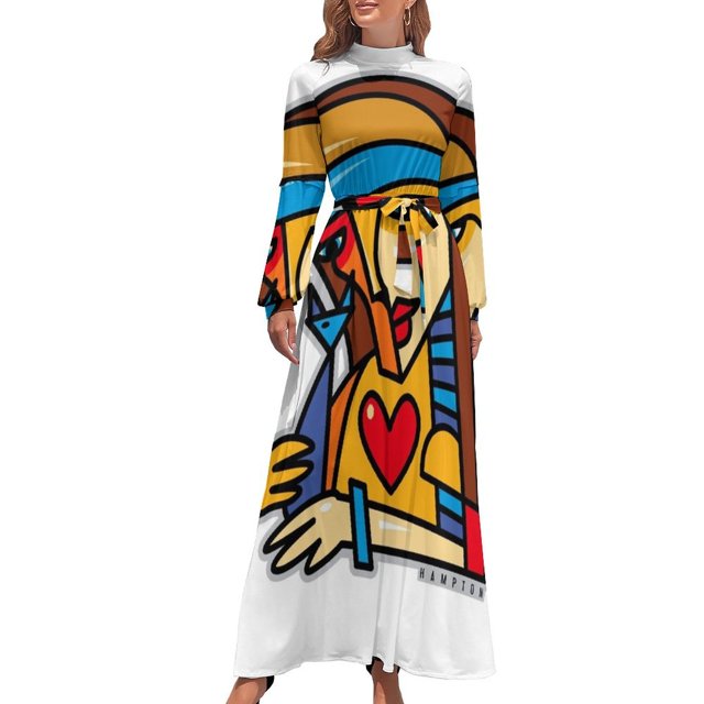 Mujer con Gato - Vestido Largo Linea vestidos mujer 2024 verano vestidos de noche mujer elegantes conjuntos mujer vestidos de fiesta mujer