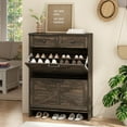 thumbnail image 6 of PieDle Shoe Storage Cabinet with 2 Flip-Down & 2 Standard Drawers, Freestanding Narrow Organizer with Adjustable Shelves, for Entryway, Hallway, Closet, Farmhouse Design, 6 of 10