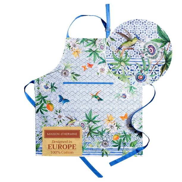 Maison D' Hermine Delantal Para Mujer Con Bolsillo 100% Algodón 27.50 "X 31.50" 1 Pieza Correa Ajustable Para El Cuello Y Corbatas Largas Delantal Hombres Chef Boda Cocina Jardinería Servidor Primaver