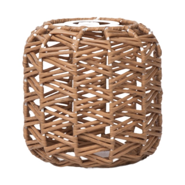 Pantalla de lámpara tejida de ratán de imitación, pantalla Bohemia, cubierta de lámpara única, cubierta de luz colgante rústica para dormitorio y sala Estilo B