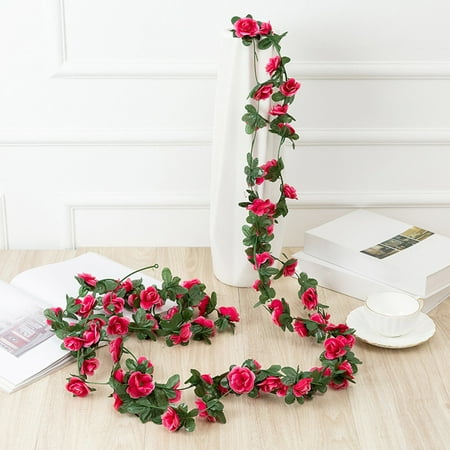 98.4inch Flower Garland Artificial Rose Garland Flowers Plants Fake Flower Hanging Rose Ivy Birthday Party Valentine s Day Wedding Wall Arch Decor 1Pcs Hot Pink