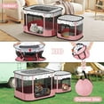 thumbnail image 5 of Portable Cat Playpen, 8-Rod Reinforced Kitten Dog Playpens, Foldable Play Pen for Indoor Cats Enclosed Pet Puppy Doggy Outdoor, Collapsible Tent Kennel Cage House(32"x24"x22")pink, 5 of 16