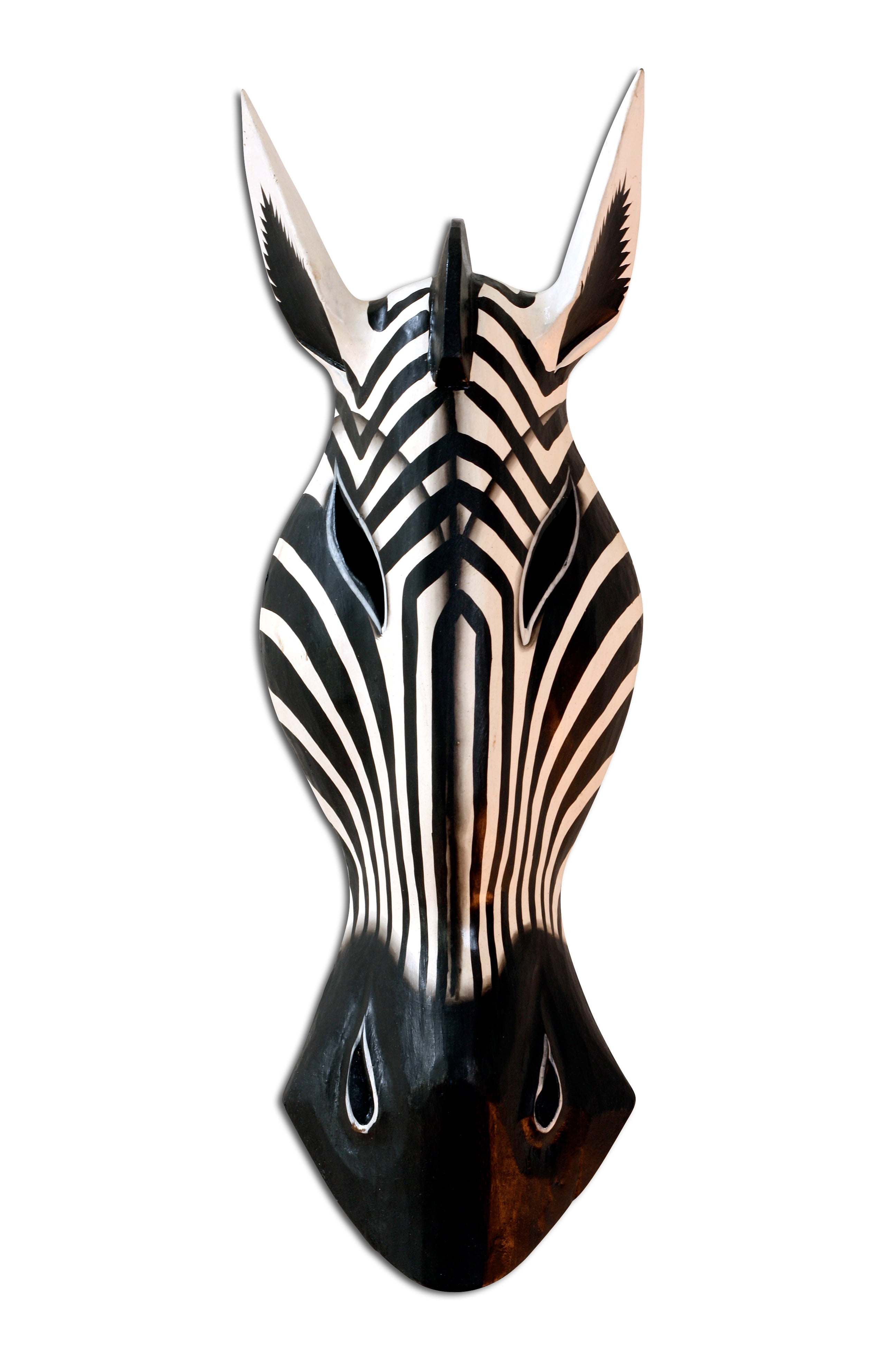 Wooden Tribal Zebra Mask Black White Stripe Carved Wall Plaque Hanging Home Decor Accent Art Unique Sculpture Decoration Handcrafted Size: 12" Tall x 5" Wide x 2" Deep - Walmart.com