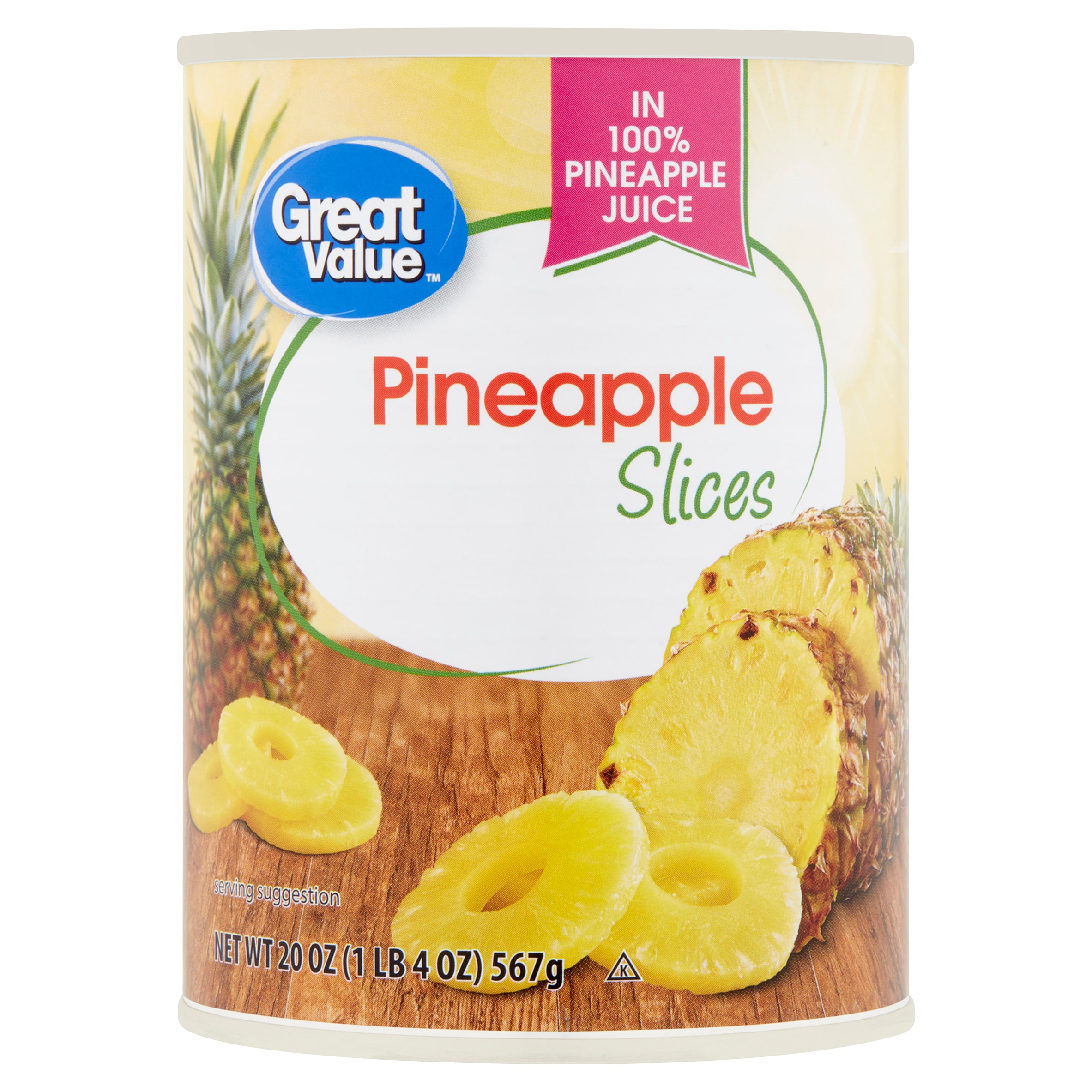 Great Value Canned Pineapple Slices in 100% Juice, 20 oz