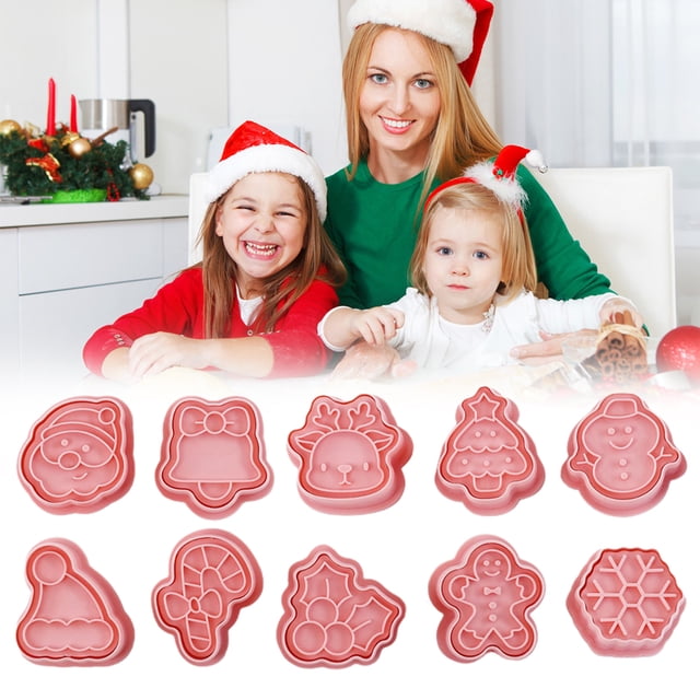 Sello de galletas con prensa manual, 8 piezas/10 piezas Cortadores de galletas 3D Cortadores de galletas D Molde para galletas Diseño a prueba de futuro