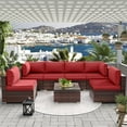 thumbnail image 4 of UDPATIO Outdoor Replacement Cushions for Patio Furniture, Waterproof Patio Cushions for 6-Seat Sectional Patio Conversation Sets, 14-Piece Outdoor Cushion Slipcovers Patio Sofa Cushions (Red), 4 of 8