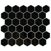 SomerTile Metro Hex 2 in. Glossy Black 11 -1/8 in. x 12-5/8 in. x 6 mm Porcelain Mosaic Tile (9.96 sq. ft. / case)