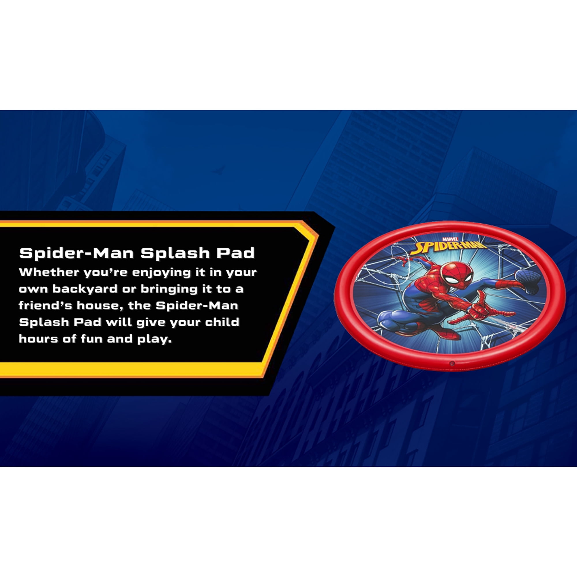 Bestway: Marvel: Splash Pad - Spider-Man - 65 inch Inflatable Sprinkler & Water Play Zone, Superhero Character, Outdoor Backyard Toy, Toddlers-Kids 2+