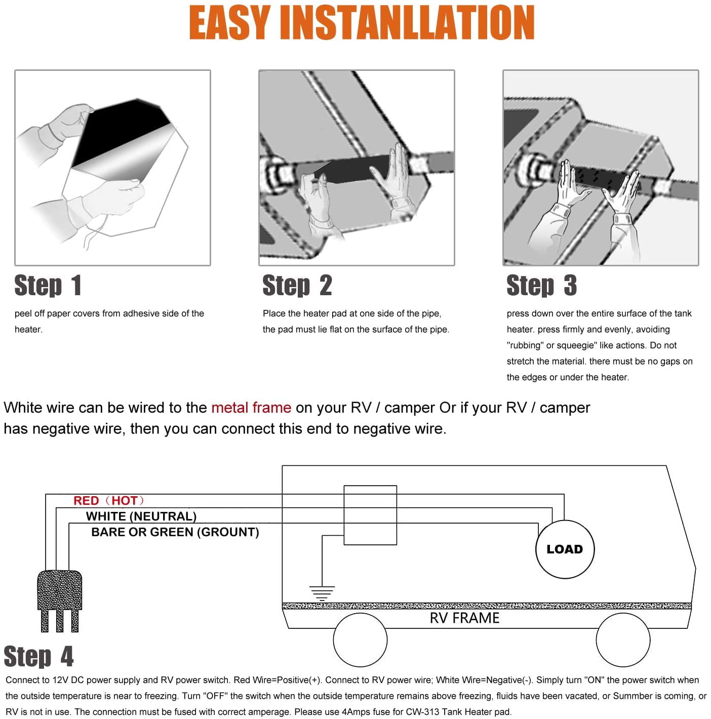 Facon 3" x 13" RV Elbow Pipe Heater Pad, Work for 3" Elbow Pipe on RV, Camper, Travel Trailer and Motorhome, 12V DC (Pack of 3)