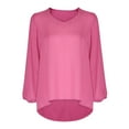 thumbnail image 4 of ATOYSOY Women's V Neck Blouses Fall Plus Size Tops Lantern Sleeve Basic Tees Fashion Workout Activewear Casual Elegant Tunic Solid Color Loose Pullover Dressy Pink L, 4 of 9