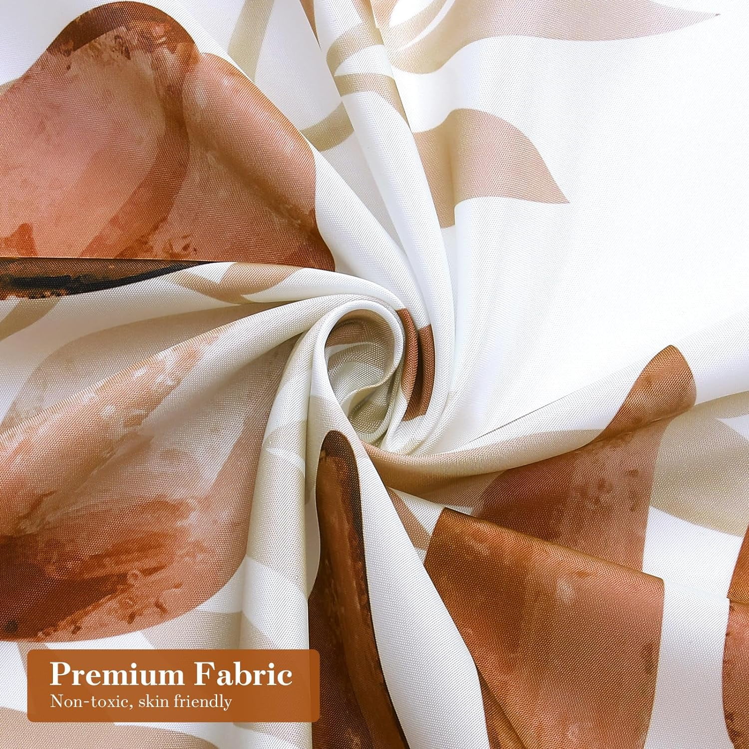 Orange Fall Eucalyptus Shower Curtain, Plant Leaves Fabric Cloth Shower Curtains for Rustic Vintage Bathroom Decor, Modern Chic Botanical Shower Curtain, 72x72