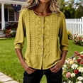 thumbnail image 7 of Holzkary Linen Shirts for Women Mexican Shirts Peasant Tops Soft Comfy Blouse Cotton Linen Tops Retro Embroidered Boho Tops Going Out Tops Crew Neck Blouses Loose Fit Blouses Work Tees, 7 of 7