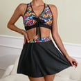 thumbnail image 6 of Jacenvly Women Tankini Set Two Piece Clearance Fashion Sleeveless Swimsuit Contrast Color Halter Neck Surfing Swimwear Skin-Friendly Women'S New Split Swimsuit Casual Bikini Swimsuit Black, 6 of 10