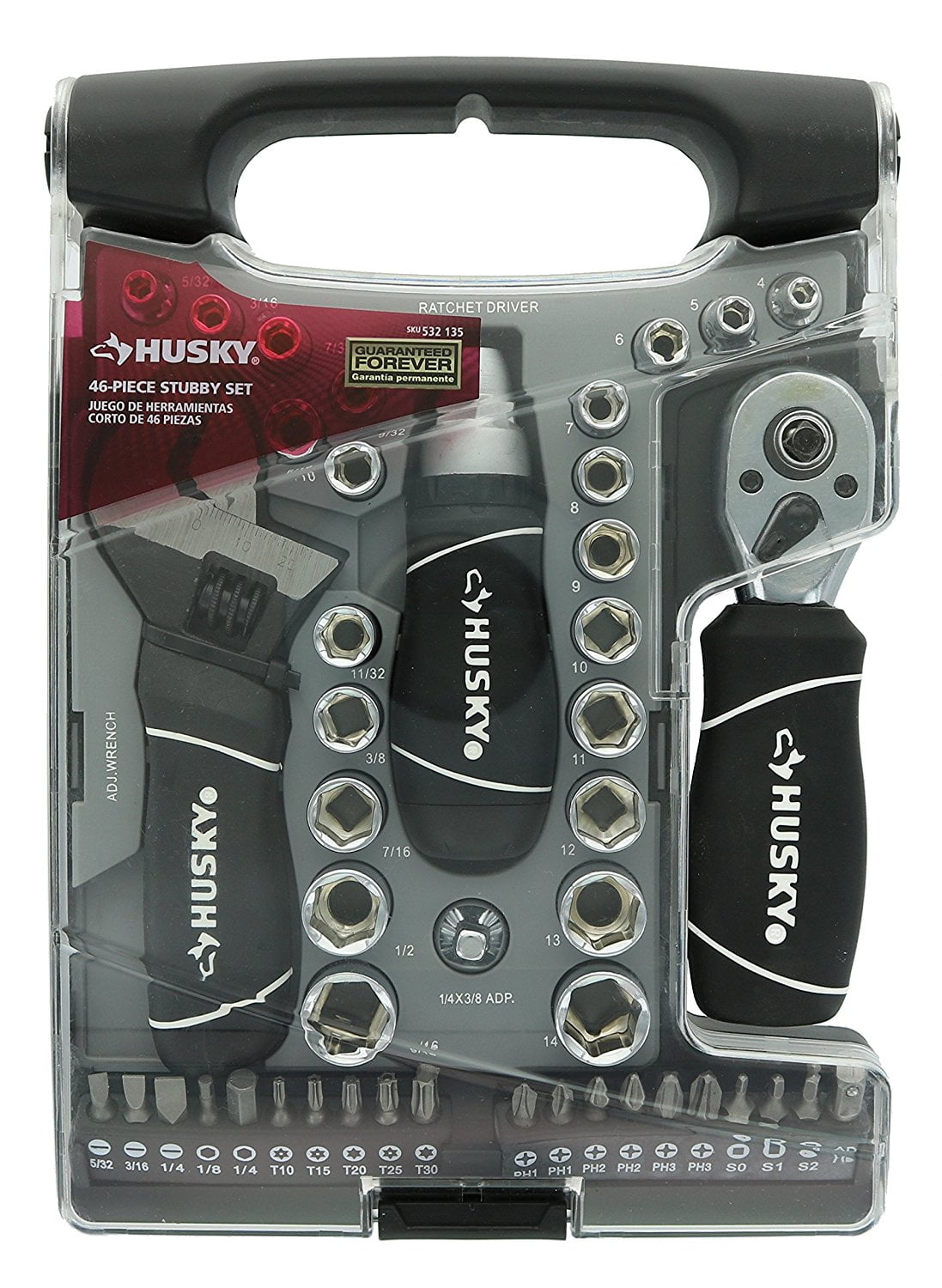 Husky Stubby 46 Piece Ratchet and Wrench Set w/ Drive Sockets