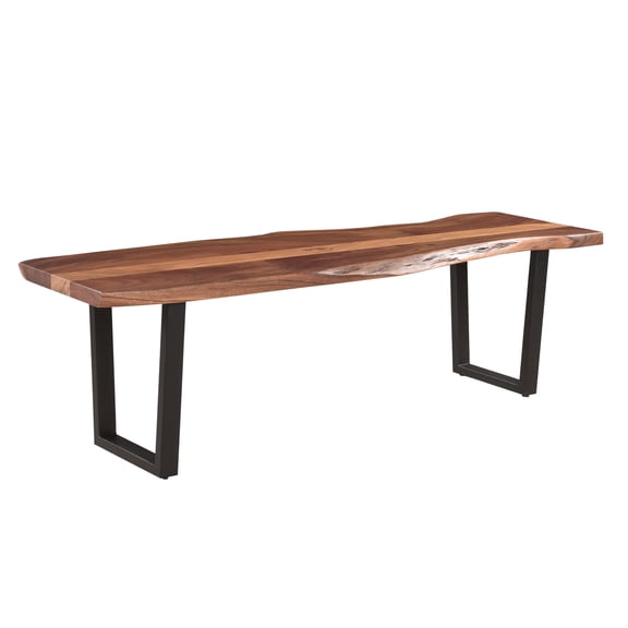 Taran Designs Harper 66" Live Edge Solid Wood Dining Bench in Brown/Black