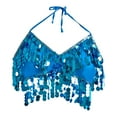 thumbnail image 2 of Sujetador de danza del vientre de rendimiento para mujer, con borlas brillantes y lentejuelas, para carnaval, fiesta Azul, 2 of 9