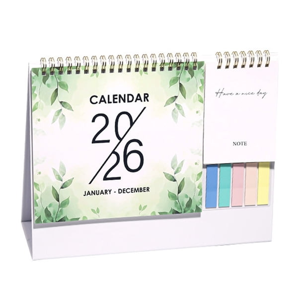 Small Desk Calendar 2026, Standing Desktop Calendar 12 Months(Jan. 2026 - Dec. 2026), 2 in 1 Flip Calender with Sticky Note & Memo Pages, Thick Paper Floral Calendar for Home School and Office