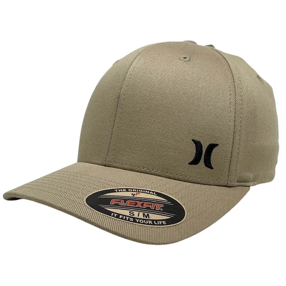 Hurley Men's Hat Micro Icon Embroidered Stretch Flex Fit Cap in Khaki (Small/Medium, Khaki)