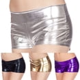thumbnail image 6 of CENL Sexy Womens Wetlook Shorts Faux Leather Short Hot Pants Stage Nightclub Wear, 6 of 9