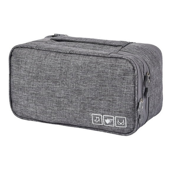 Bolsa de viaje multifunción para organizar ropa interior, bolsa de almacenamiento portátil para sujetadores, calcetines, lencería, cubo, neceser, gris