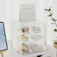 thumbnail image 4 of Lilixerw Small Desk Organizer With Drawer,Office Desktop Clear Storage Box,Pen/Pencil/Mobile Phone/Stationery Holder Storage Box,Makeup Organizer for Office Home, 4 of 6