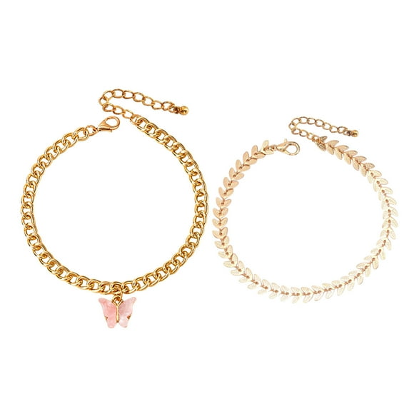 Hearth & Gear Alloy Metal Double Anklet Fish Bone Chain Set Beach Anklet Bracelet Jewelry Girl Lady Wife Mom Stainless Steel Bracelet Nail Bracelet Tibetan Bracelet Alert Bracelet for Women Bracelet
