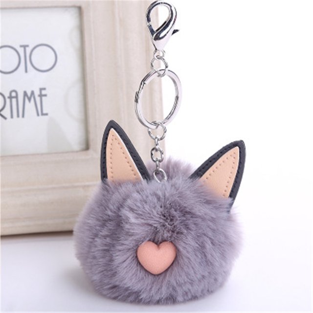 Porte-clés Oreilles de Chat Mignon 8CM Pendentif Porte-Clés Femmes Porte-Clés Pompons Portefeuille Mince Rétractable pour Femmes avec Formes d'Anneau Porte-Clés en Vrac Clips pour Clés de Voiture Porte-Clés Robuste