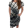 thumbnail image 2 of Robes pour Femmes Été 2024, Robe à Lacets, Col Rond, Manches Courtes, Ceinture, 50 % de Réduction!, 2 of 6