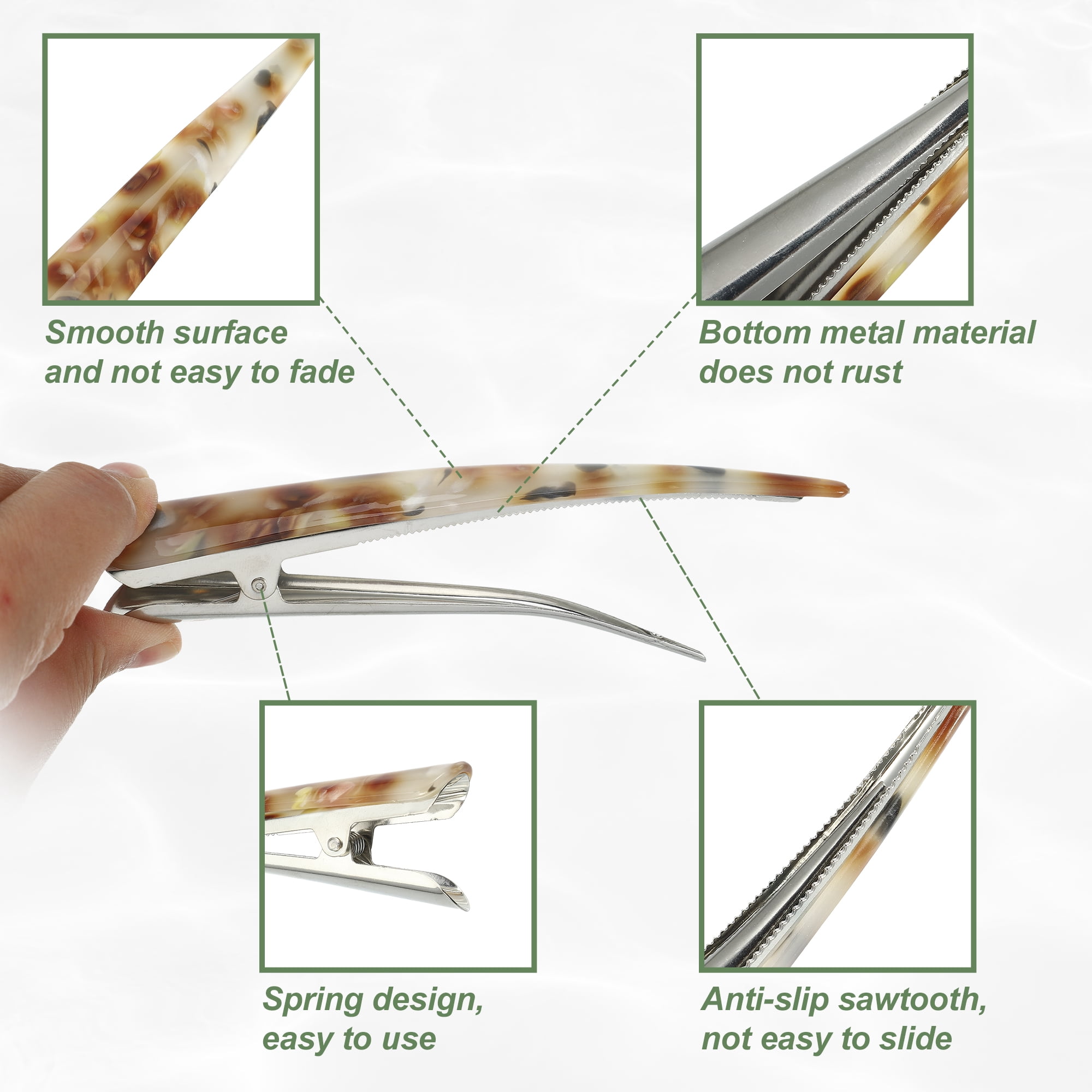 Unique Bargains 2Pcs Long Metal Duckbill Hair Clips Large Duckbill Hair Clips Coffee