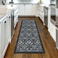 thumbnail image 2 of Hasoo 2' x 6' Runner Rug for Floor Modern Floral Thin Carpet Non-Slip Foldable Indoor Area Rug for Hallway Living Room Bedroom Kitchen Black/Gray, 2 of 5