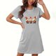 thumbnail image 1 of Camisón corto de talla grande para mujer, camisón de manga corta con estampado de pecho a la moda, camisón para mujer, 1 of 2