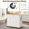 thumbnail image 4 of AVAWING Rubber Wood Rolling Kitchen Island Cart with Storage(37.8"x17.7"x37.2"), Cabinet, White, 4 of 7